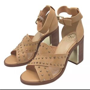 Vince Camuto Keresha leather open-toe ankle strap sandals Tan